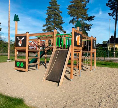 Playground structure - FOREST CASTLE  - Lars Laj - stainless steel / wooden / HDPE