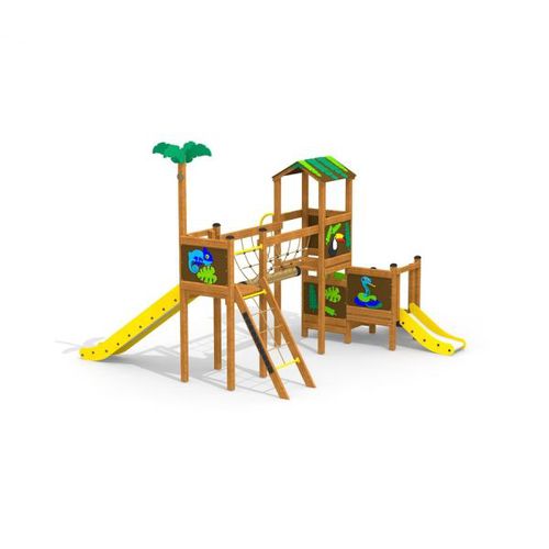 Playground structure - JUNGLE  - Lars Laj - stainless steel / wooden / plastic