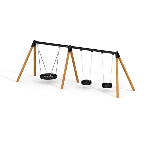 Double swing - 11185 - Lars Laj - stainless steel / powder-coated steel / larch