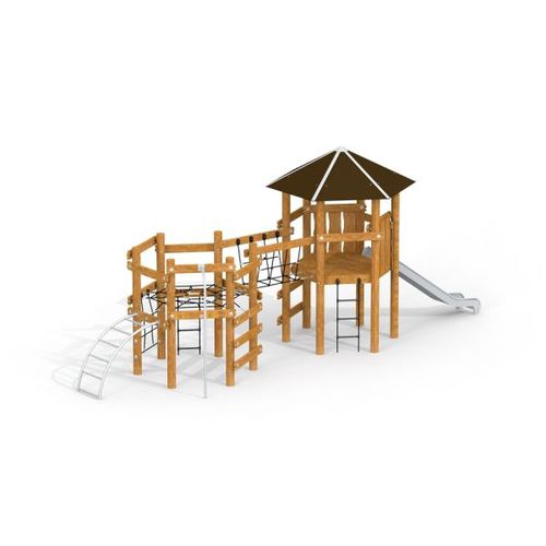 Playground structure - MERU    - Lars Laj - wooden / stainless steel / polypropylene