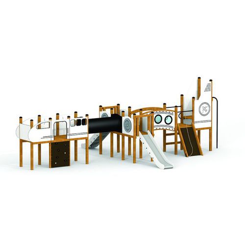 Playground structure - AIRPLANE   - Lars Laj - wooden / stainless steel / HDPE