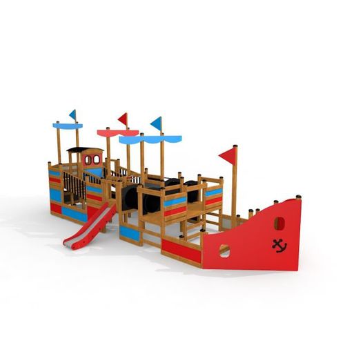 Playground structure - BOUNTY - Lars Laj - wooden / stainless steel / polypropylene
