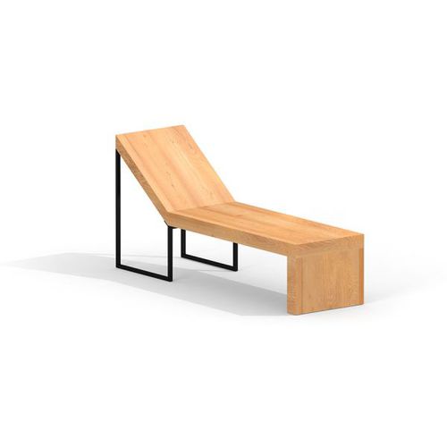 Deck chair with stool - THOR DECKCHAIR        - Lars Laj - contemporary / wooden / steel