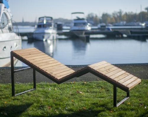 Contemporary deck chair - SAINT-TROPEZ DECK     - Lars Laj - wooden / steel / outdoor