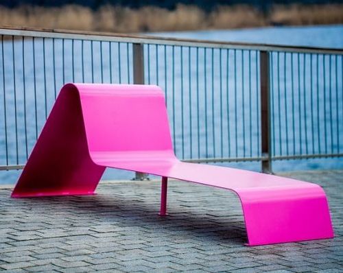 Contemporary chaise longue - 17161    - Lars Laj - sheet metal / steel / outdoor