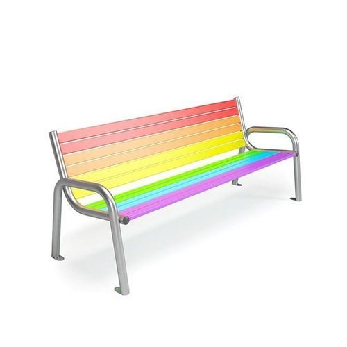 Contemporary public bench - 14480   - Lars Laj - galvanised steel / painted steel / with backrest