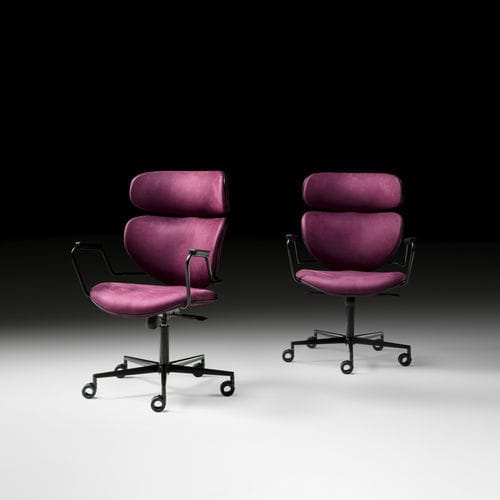 Contemporary office armchair - Asia - Black Tie - fabric / leather / steel