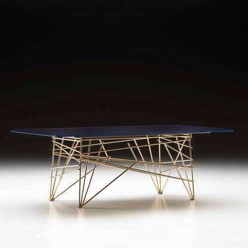 Contemporary coffee table - Lan - Black Tie - glass / stainless steel base / rectangular