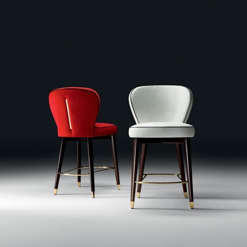 Contemporary bar chair - Olivia - Black Tie - indoor / leather / ash base