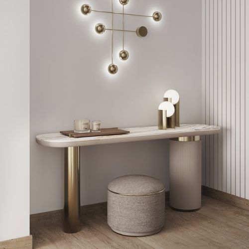 Contemporary pouf - amer  - Ana Roque - fabric / metal / round
