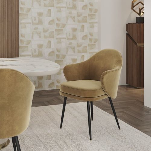 Contemporary dining chair - aster  - Ana Roque - indoor / fabric / metal base