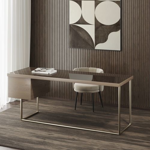 Free-standing desk - bowie - Ana Roque - contemporary / wooden / glass