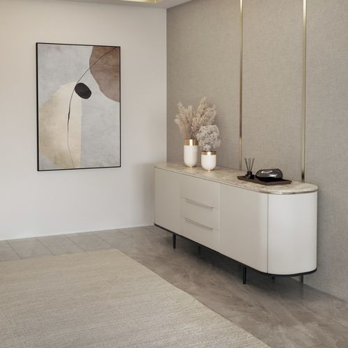 Contemporary sideboard - venice - Ana Roque - wooden / metal / marble