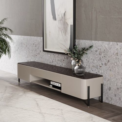 Contemporary TV cabinet - aman - Ana Roque - lowboard / with storage / lacquered wood