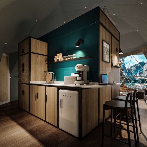 Kitchen counter - Shelter Dome - wooden / L-shaped / modular