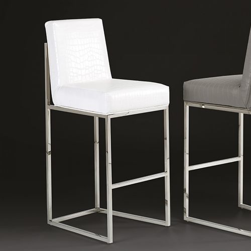 Contemporary bar chair - BESS - Stone International - indoor / leather / stainless steel base