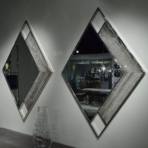 Wall-mounted mirror - GINZA  - Stone International - contemporary / lozenge / marble