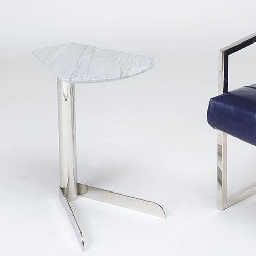 Contemporary side table - DUCK - Stone International - natural stone / metal base / central base