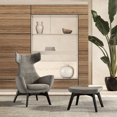Contemporary armchair - PURE - Gems Barcelona - fabric / steel / with removable cushion