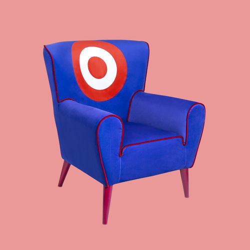 Contemporary armchair TARGET THE POP LABEL fabric / beech / blue