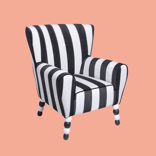 Contemporary armchair - STRIPES - THE POP LABEL - velvet / beech / white