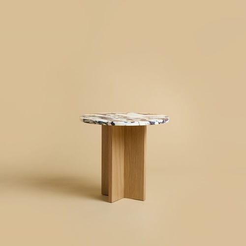 Contemporary side table Sherman Lebanto srl marble / wooden base / round