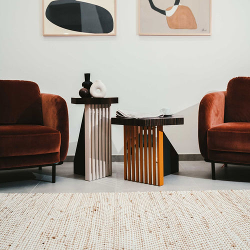Contemporary side table - Murano - Lebanto srl - eucalyptus / lacquered wood base / hexagonal