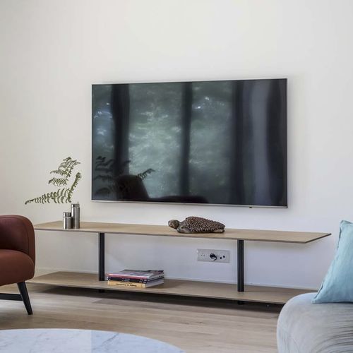 Contemporary TV cabinet - Quebec City - Epsilon Composite - with storage / wood veneer / carbon