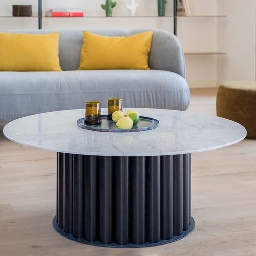 Art Deco coffee table - Rotonde - Epsilon Composite - marble / with carbon base / round