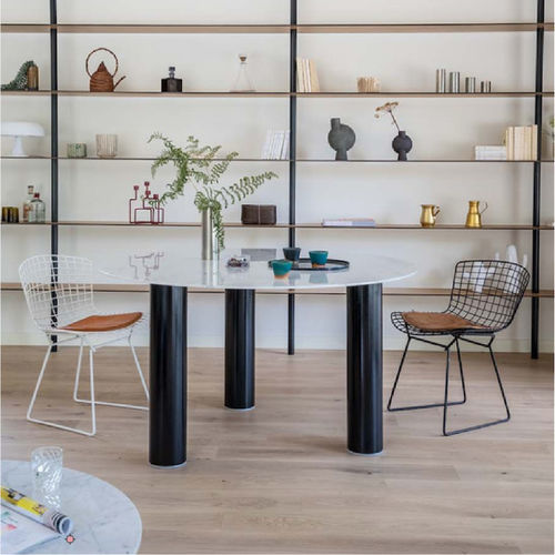Contemporary dining table - Pilotis Claouey - Epsilon Composite - oak / walnut / marble