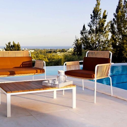 Contemporary armchair - PALAZZIO - G&G Italia Designer Furniture - polyurethane foam / water-resistant fabric / aluminum
