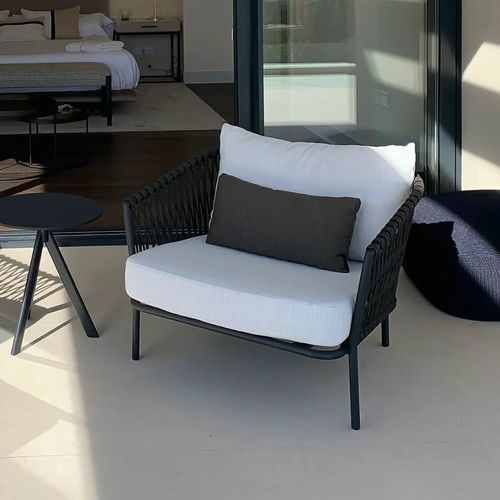 Modern armchair - PORTSIDE - G&G Italia Designer Furniture - polyurethane foam / water-resistant fabric / rope