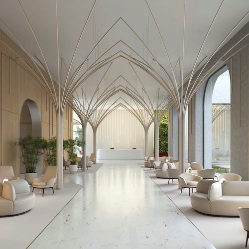 Aluminum sculpture - PALMS PROJECT - KISSA LAMPS - floor-mounted / for hotel / for restaurant
