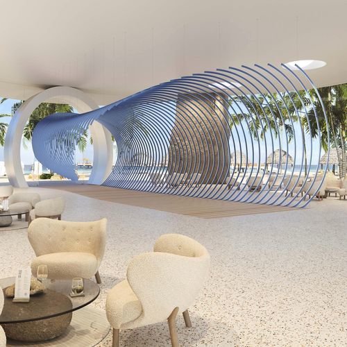 Aluminum sculpture - WAVES PROJECT - KISSA LAMPS - floor-mounted / free-standing / for hotel