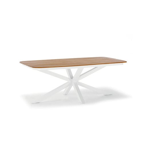 Contemporary table - CROSS  - GRATTONI S.R.L. - teak / aluminum base / rectangular