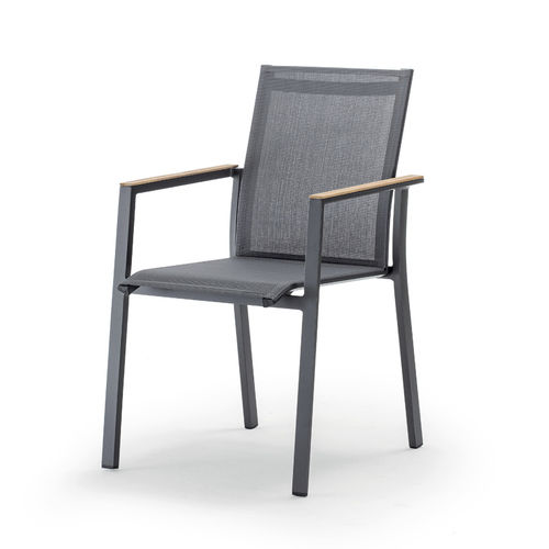 Contemporary chair - ALPHA  - GRATTONI S.R.L. - outdoor / teak / Textilene®