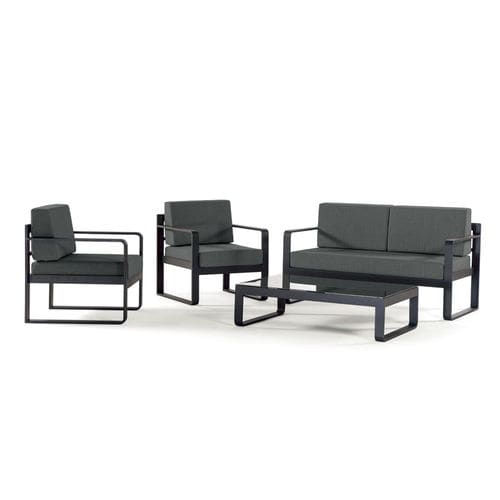 Contemporary lounge garden set - CAPRI SET - GRATTONI S.R.L. - aluminum / glass / acrylic fabric