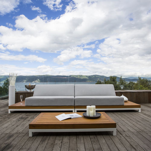 Contemporary lounge garden set - IVORY  - GRATTONI S.R.L. - aluminum / teak / Sunbrella®
