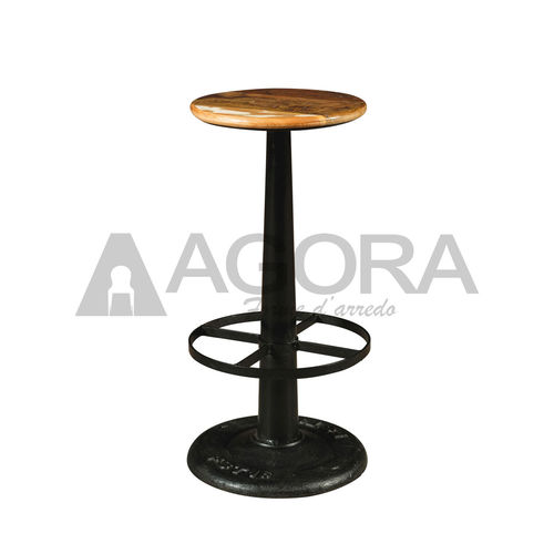 Traditional bar stool - SINGHER  - AGORA' SRL - solid wood / painted metal base / central base