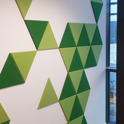 Wall-mounted acoustic panel - ECOmosaic - Aistec - PET / triangular / textured