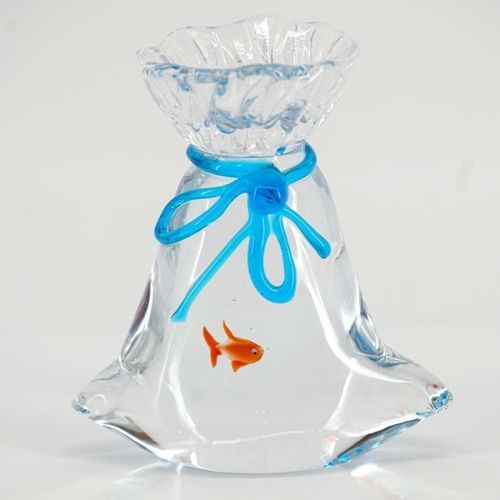 Murano glass sculpture - Mini aquarium  - Wave Murano Glass srl - free-standing / colorless / animal