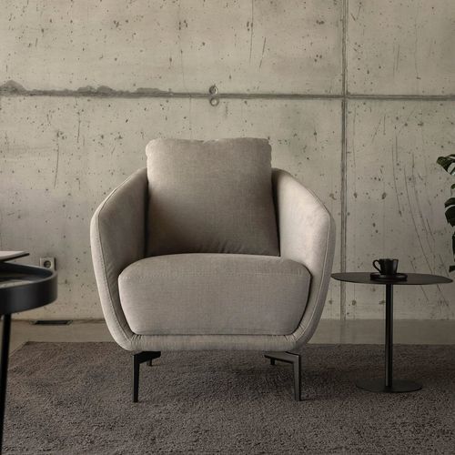 Contemporary armchair - MK.1977 - MOORKI - fabric / leather / gray