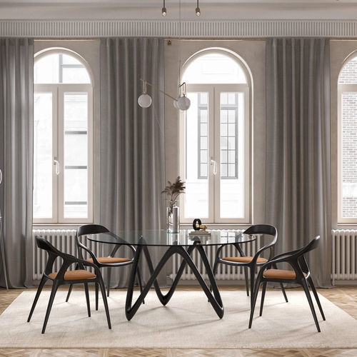 Contemporary table - MEDUSA - Spalli - glass / walnut base / ash base