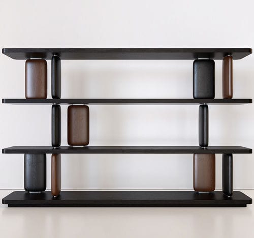 Free-standing bookcase - INK - Spalli - contemporary / walnut / ash