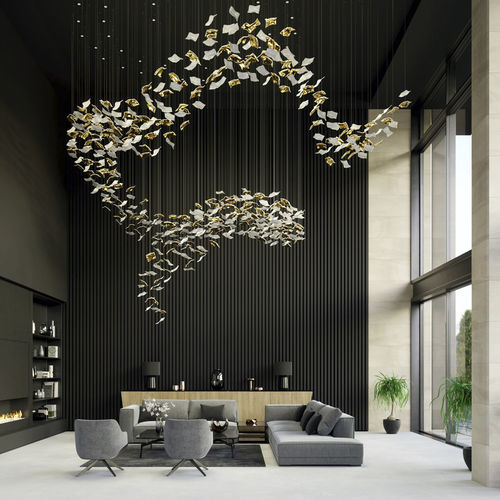 Contemporary chandelier - KERCHIEFS - Sans Souci s r.o. - glass / metal / silk