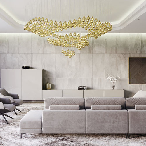 Contemporary chandelier - TWINKLE - Sans Souci s r.o. - crystal / sandblasted glass / metal