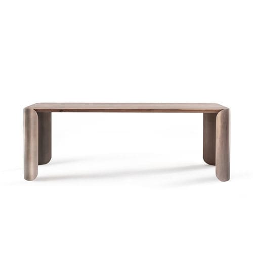 Contemporary dining table - CLYPEUS  - Rivethel Guild srl - oak / American walnut / steel base