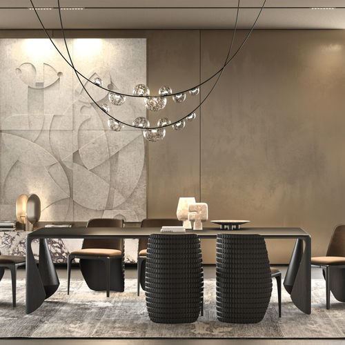 Contemporary dining table - MANTIS  - Rivethel Guild srl - oak / American walnut / oak base