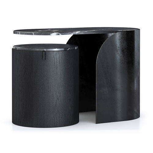 Contemporary side table - STADIO  - Rivethel Guild srl - American walnut / natural stone / steel base