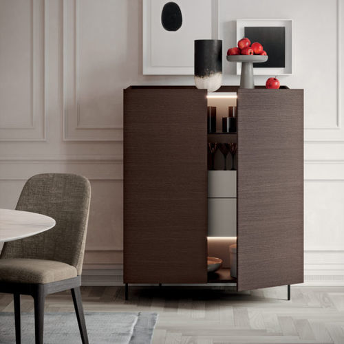 Contemporary china cabinet - VIKI - Kico srl - glass / oak / lacquered wood